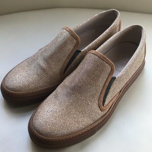 Brunello Cucinelli Golden Metallic Linen Sneakers